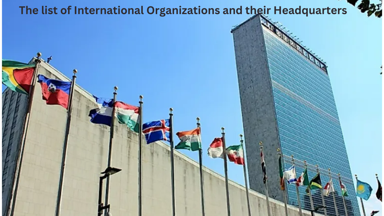 The list of International Organizations and their Headquarters
