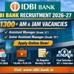 IDBI JAM & Assistant Manager Recruitment 2026